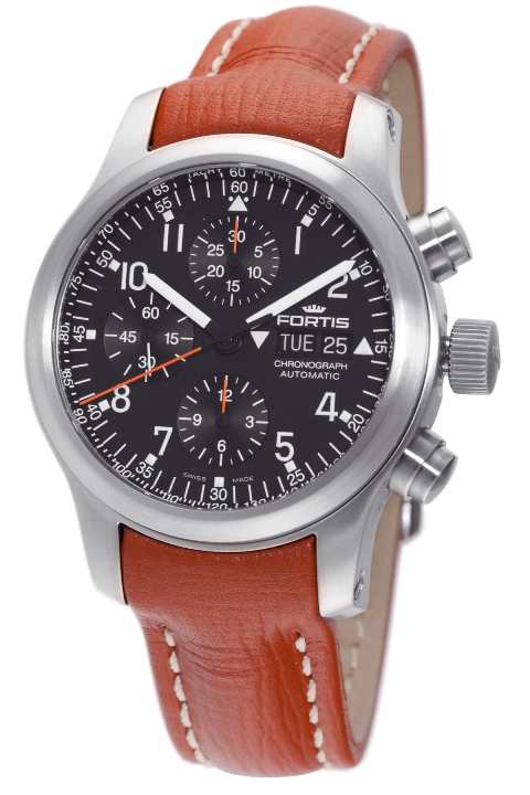 Fortis Mens 635.10.11 L.08 B-42 Pilot Professional Black Dial Chronograph Aviator Watch
